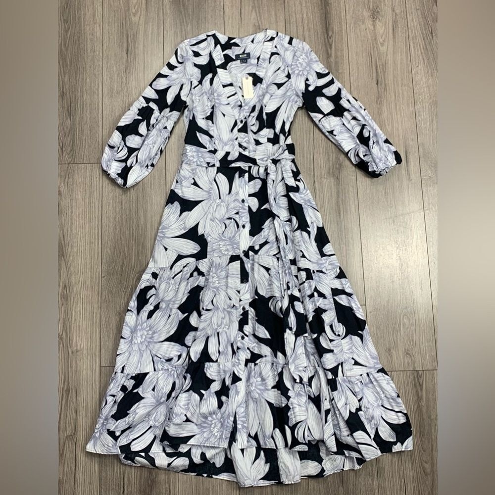 Anthropologie Maeve Puff Sleeve Midi Dress Sz 6 NWT